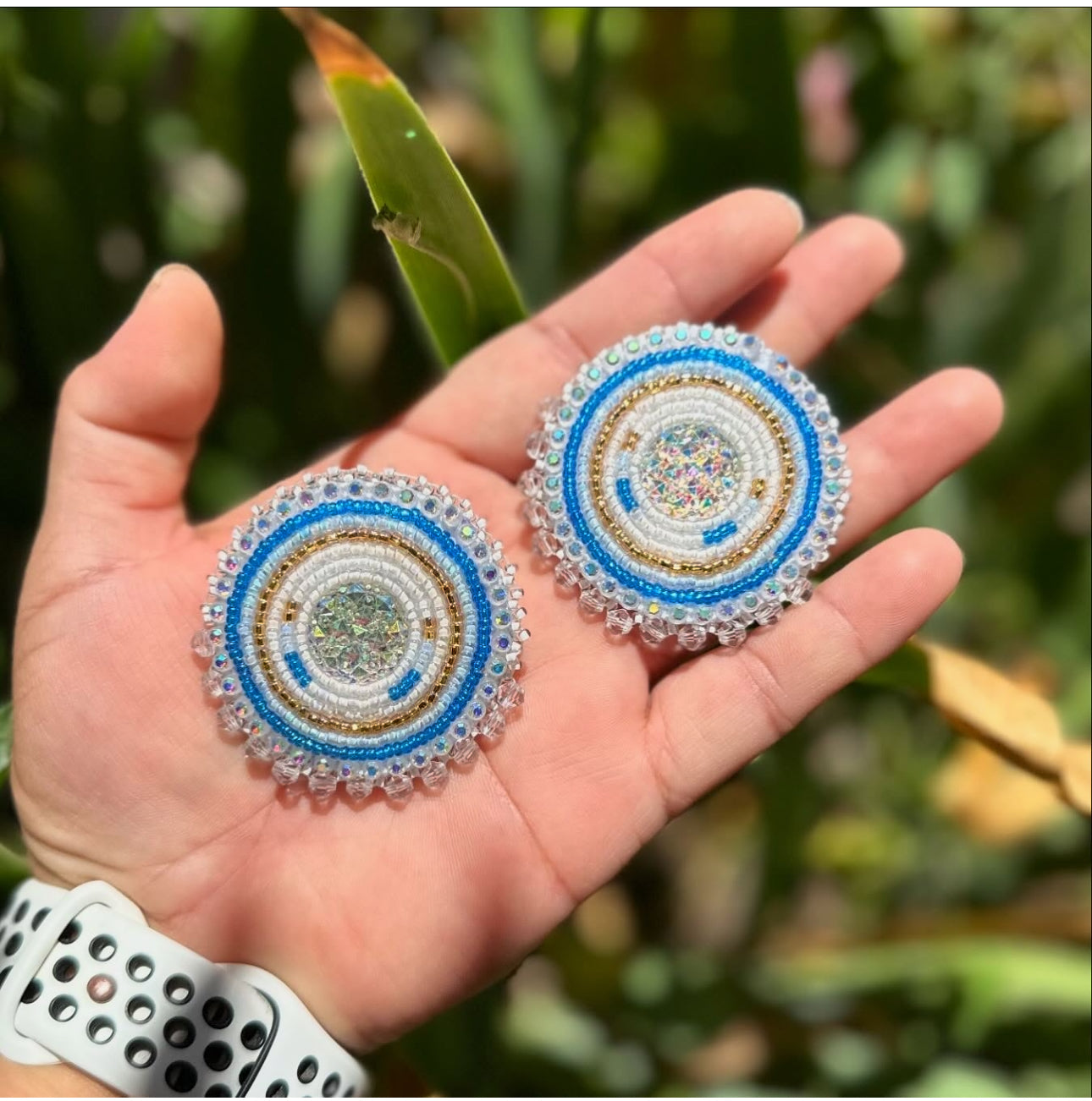 Beaded Round earrings
