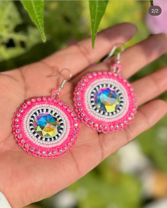 Beaded Pink earrings
